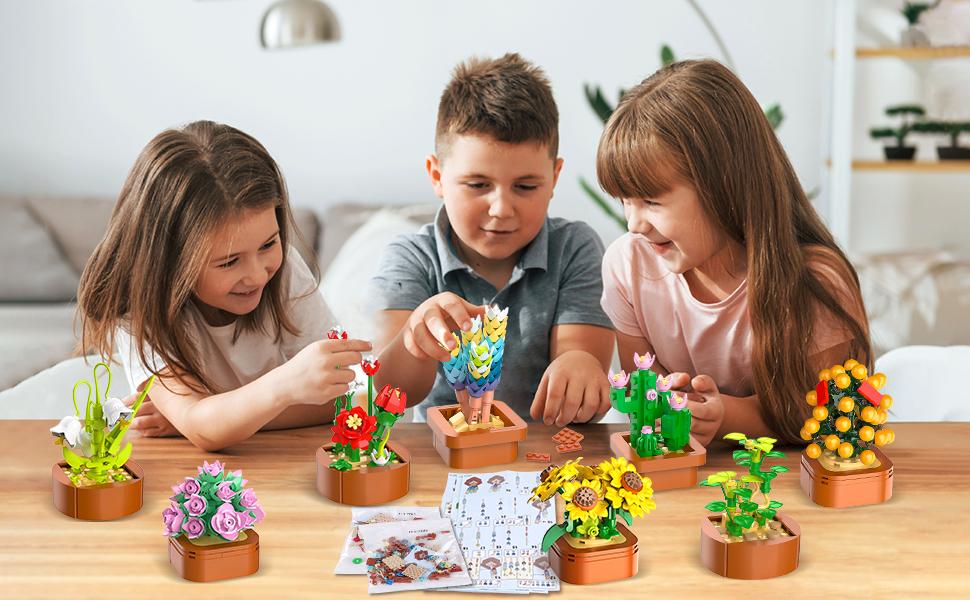 12 Pack Succulent Flowers Mini Building Set – 1403PCS Botanical Model Kit, Magnetic Blocks Plant Collection for Home Décor, Easter, Mother’s Day & Birthday Gifts (Ages 10+)