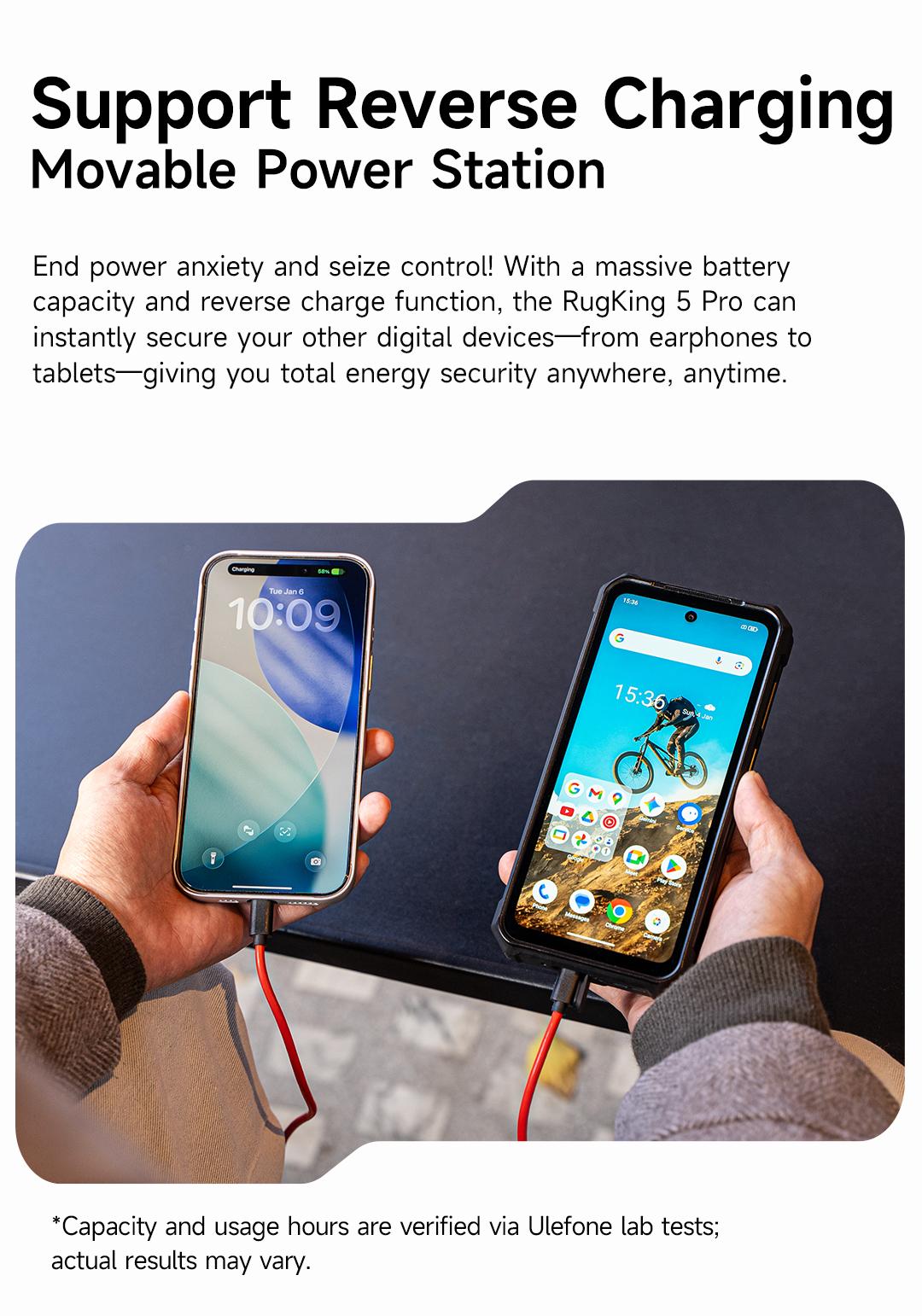 Ulefone RugKing 5 Pro 20000 mAh Battery 16GB+256GB Android 16 Rugged Phone, 6.78" 60Hz Display Tough Smartphone, 64MP+20MP+ 18MP Camera, Built-in Back Camping Light, NFC/ 4G Dual SIM/Widevine L1 - Black