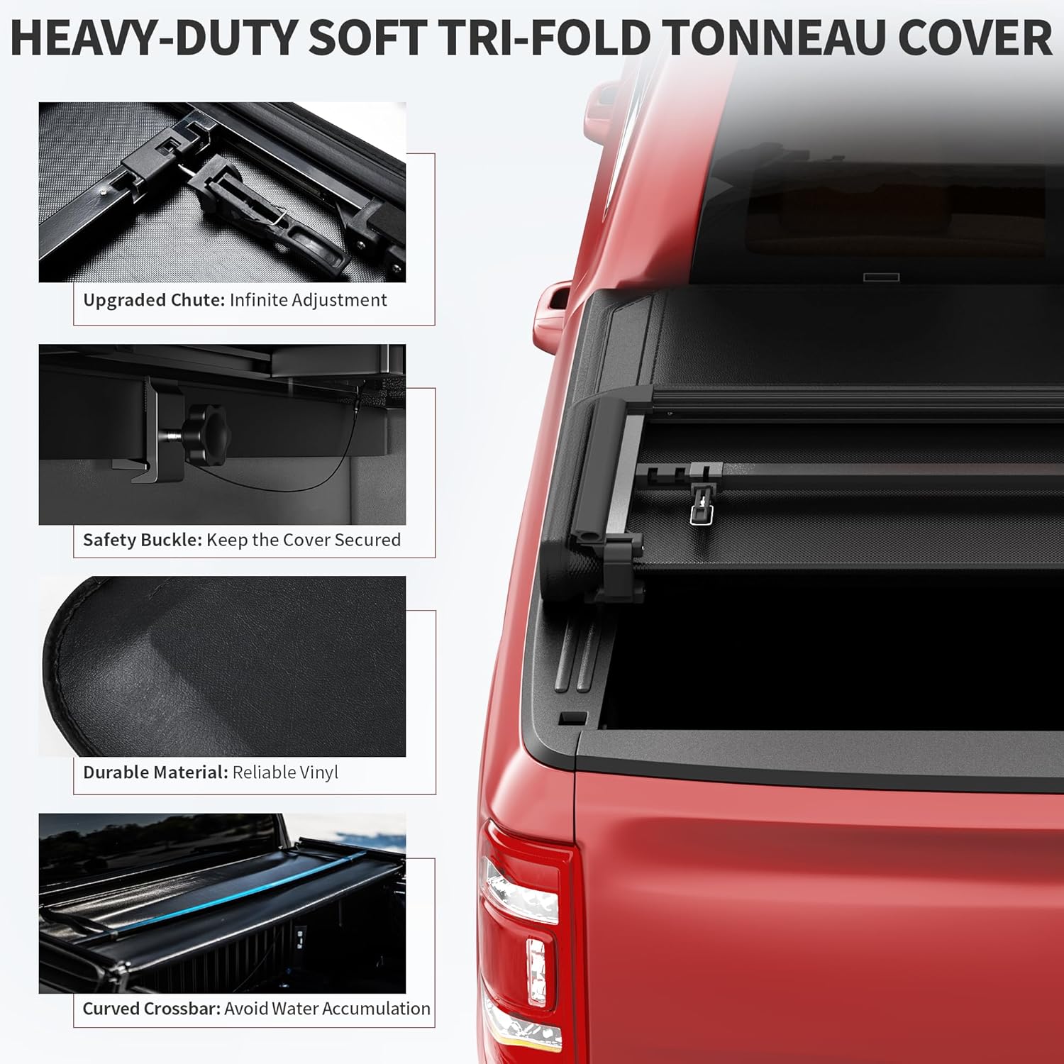 5.5ft Bed Upgraded Soft Tri-fold Truck Bed Tonneau Cover Compatible with 2009-2014 Ford F150 F-150