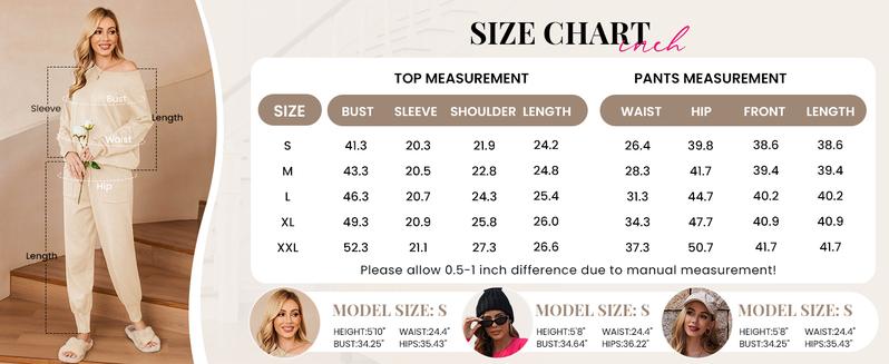 Women's Long Sleeve Knit Loungewear Set Jogger Pants Outfit Loose fit version Thick home wear winter or runs large lightweight