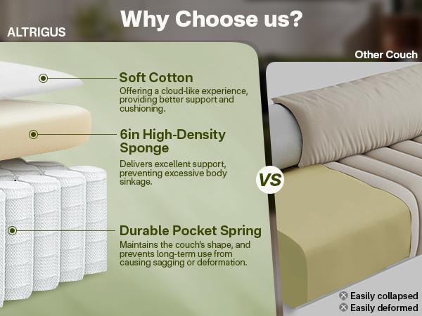 【For Live Deal 】Cushion,Holder ,Match with Ovios 104" Cloud Sectional Couch with L-Shaped Chaise Modern Modular Design, No Assembly Required, Plush Corduroy Cloud Velvet Fabric, 2 Pieces