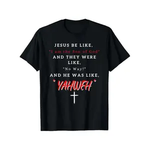 Humorous Christian Bible Verse TShirt Featuring Yahweh and Jesus Design with Bold Red Hebrew Letters and John 858 Scripture Lightweigh Short Sleeve Round Neck Casual Church Attire Suitable for Men and Women AllSeason Vintage Style Crew Neck Regular Fit