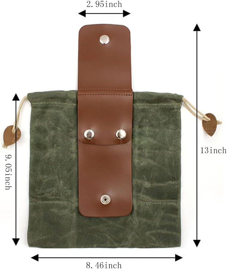 Outdoor Camping Foraging Pouch, Water Resistant, Waxed Canvas, Fruit Picking Bag
