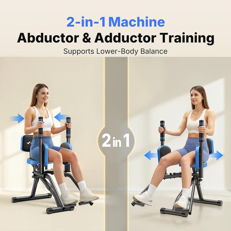 Merach Hip Abductor Machine for Home Gym, Upper Back Exerciser, Adjustable Glute Trainer, Thigh Workout Equipment for Hip Sculpting & Butt Lifting