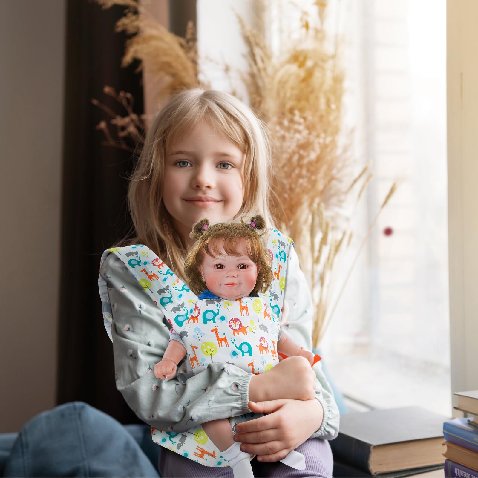 BABESIDE Baby Doll Carrier for Kids Reborn Baby Doll Accessories Front and Back Stuffed Animal Carrier with Adjustable Straps for Little Girls and Boys,Suitable for 17-22 Inch Dolls