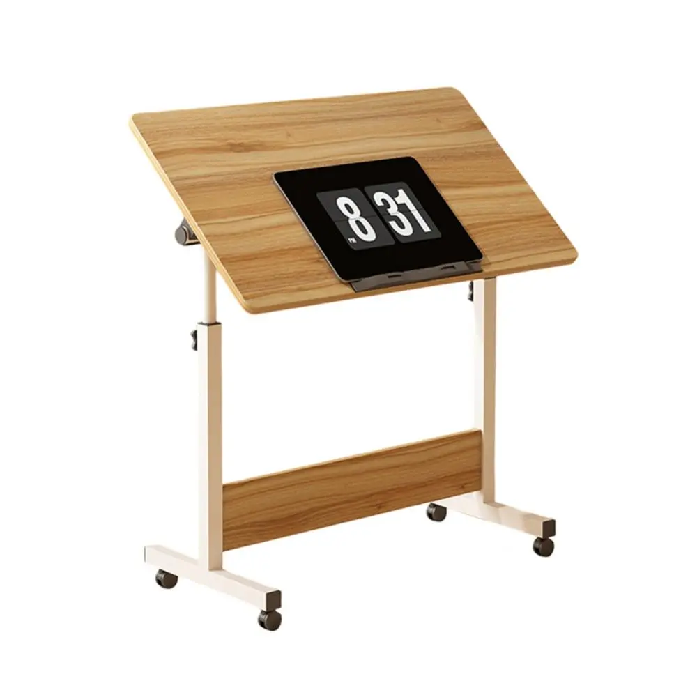 Off-white Small Standing Desk Adjustable Height Mobile Stand Up Desk with Wheels Portable Home Office Computer Workstations for Sitting And Standing