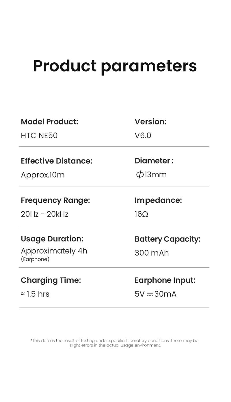 HTC NE50 True Wireless Open Earbuds (OWS), removable battery, long standby time, 134 language translation, Bluetooth 6.0, touch control, lightweight, built-in K microphone, supports music and calls