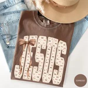 Comfort Color Preppy Bow Initial Letter Shirt, Coquette Pink Boutique Shirt, Bow Pattern Monogram Style Graphic, Girly Trendy Shirt