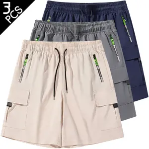 3PCS, Men’s casual cargo shorts, with side pockets, perfect for summer streetwear