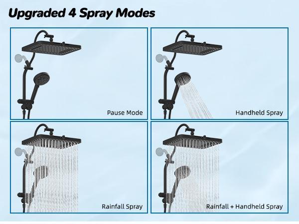 Anylock Upgraded 5-spray 13'' Shower Head for Easy Reach, High Pressure Rainfall Showerhead Combo with 10-mode Handheld Spray, 12'' Extension Arm, 4-way Diverter, 71'' Hose, Showerhead Holder, Black Anylock Upgraded 5-spray 13'' Shower Head for Easy Reach, High Pressure Rainfall Showerhead Combo with 10-mode Handheld Spray, 12'' Extension Arm, 4-way Diverter, 71'' Hose, Showerhead Holder, Black