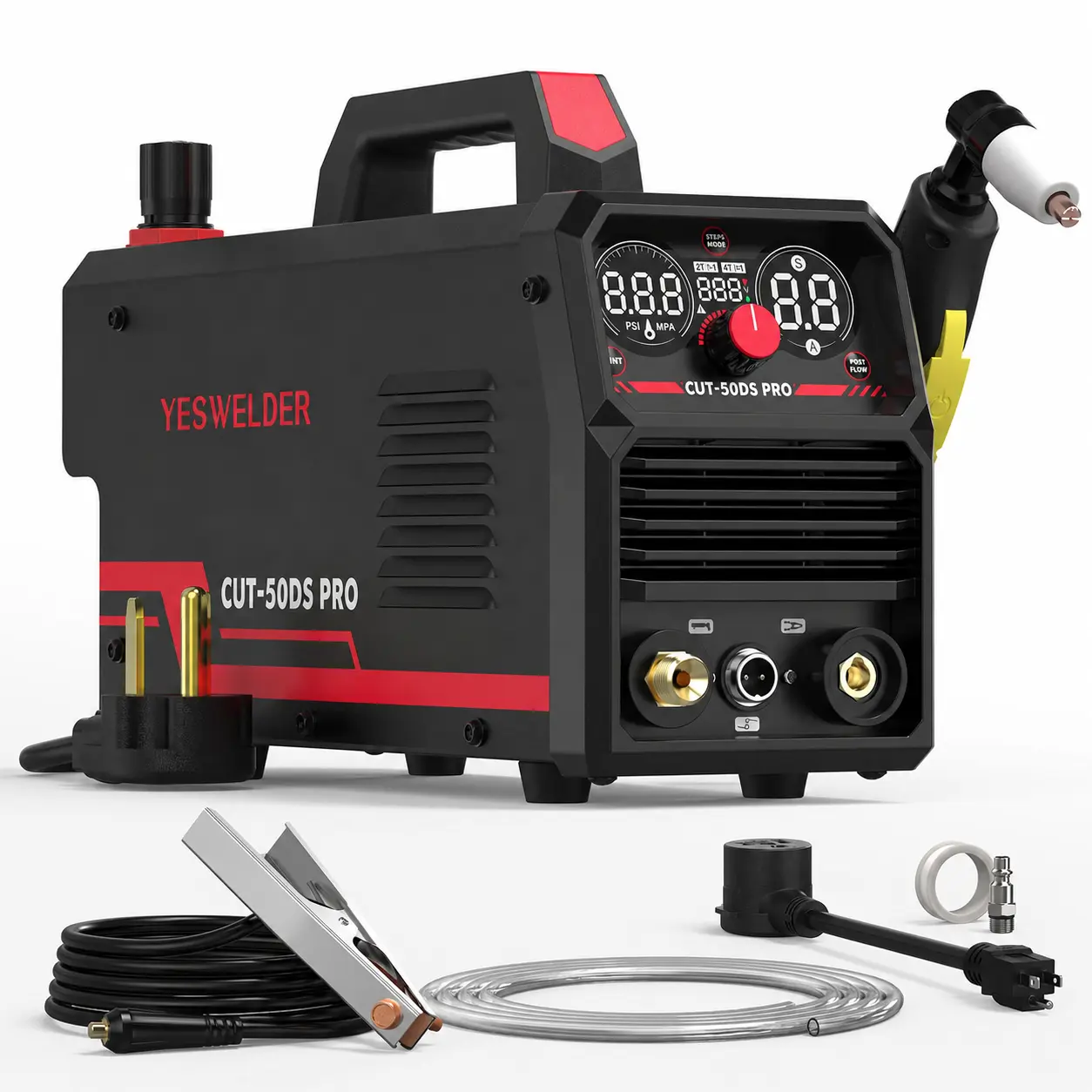 YESWELDER CUT-50DS-PRO 50Amp 110/220V Digital Display Plasma Cutter Full Kit with Adjustable Output, 2T/4T Function, 16/25" Max Cut - Tools and Gadgets, Work Tools for Construction