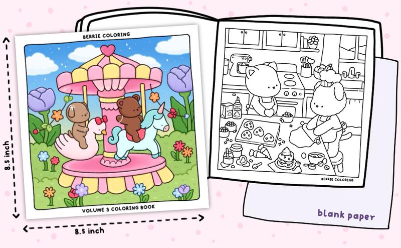 Berrie Coloring Volume 3: Cute and Cozy Coloring Book for Adults & Kids Featuring Easy to Color Animal Illustrations and Adorable Scenes