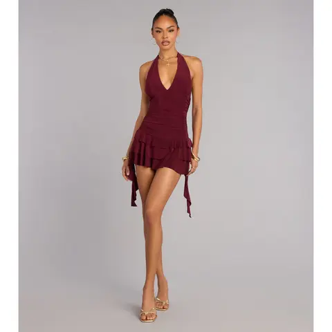 Sweet Escape Ruffle Halter Romper