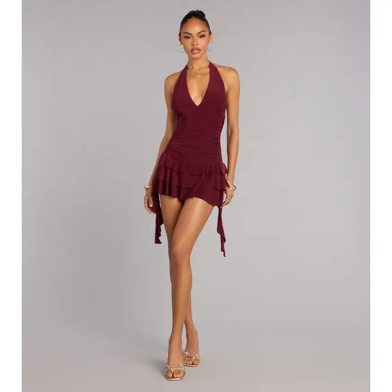 Sweet Escape Ruffle Halter Romper
