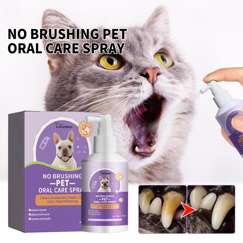 Upgraded PET Dog Dental Care Spray, Vet-Recommended Breath Freshener & Teeth Cleaning Spray, Eliminate Bad Breath, Relieve Gum Redness & Infections, Reduce Plaque & Tartar, No Brushing 50ML