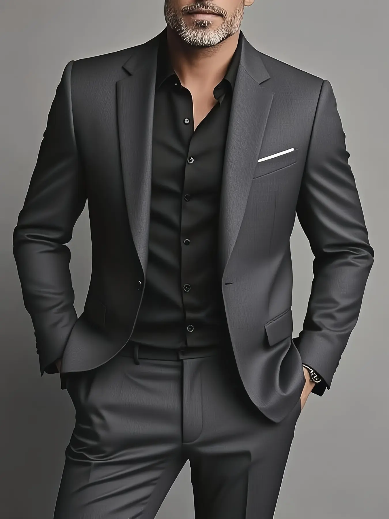 Men's Two-Piece Suit, Classic High-Quality Fitted Polyester Blazer and Pants, Casual Style, Suitable for All Seasons, Business, Party & Office Wear