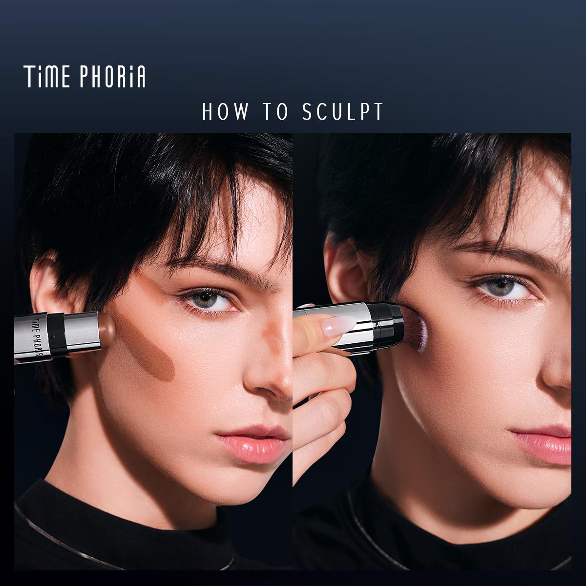[TIMEPHORIA] Eclipse Spark 2-in-1 Cosmetic Face Contour Stick - 7g Smooth Brush-Applicable Flawless Blend Highlighter for Summer Vibes,back to school