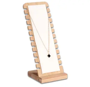 Display - White Leatherette Bamboo Necklace Display