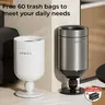 Chumx Retro 3D Wine Glass Design Dual-Bin Trash Can, Elegant White Stainless Steel+ABS/PP Bins, 15L/20L Open-Top Bucket, Hidden Wheels, 60 Trash Bags for Living Room Home Decor