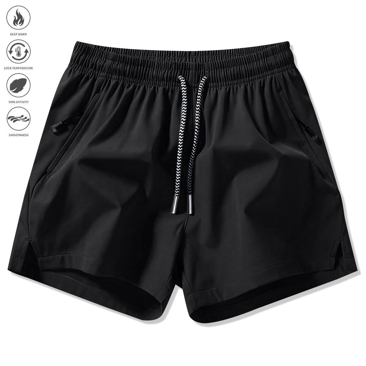 Men’s athletic shorts for summer, casual quick-dry design with an elastic waistband, drawstring, zippered pockets—durable and comfortable, suitable for gym workouts and outdoor leisure activities