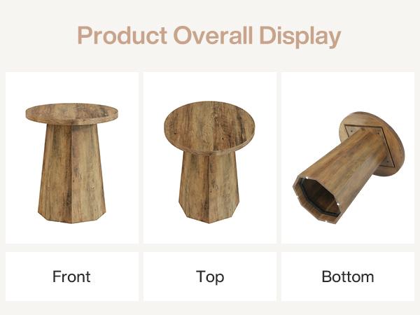 LITTLE TREE Farmhouse Round End Table, Wooden Couch Side Table with Octagonal Base, Rustic Brown Nightstand Pedestal Accent Furniture for Living Room, Bedroom LITTLE TREE Farmhouse Round End Table, Wooden Couch Side Table with Octagonal Base, Rustic Brown Nightstand Pedestal Accent Furniture for Living Room, Bedroom