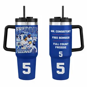 Freddie Freeman 40oz Tumbler With Handle Stainless Steel Tumbler, The Walk Off Tumbler, The Los Angeles Baseball Tumbler Gift, Iced Coffee Tumbler, Car Holder Tumbler, Game Day Merch, Sunday Baseball Merch, Baseball Gift