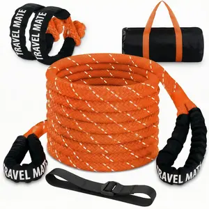 Kinetic Recovery , 48000lbs Snatch Strap, Heavy Duty Stretch Nylon Towing  with 2pcs Soft Shackles for Offroad Vehicle, SUV, ATV, Tractor Elastic  Kit Tow Rope