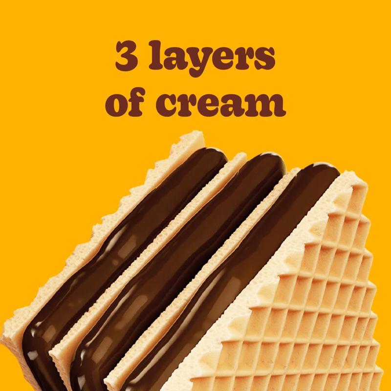Crispy Wafer Cookies With 3 Delicious, Indulgent, Decadent Layers of Chocolate Flavored Cream - Delicious Sweet Snack or Desert