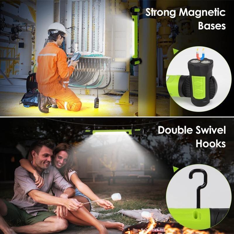 3000LM Bright LED Work Lights 5200mAh Rechargeable Magnetic Underhood Light with Hooks Cordless Battery Powered for Car Repair Garage Workshop Emergency