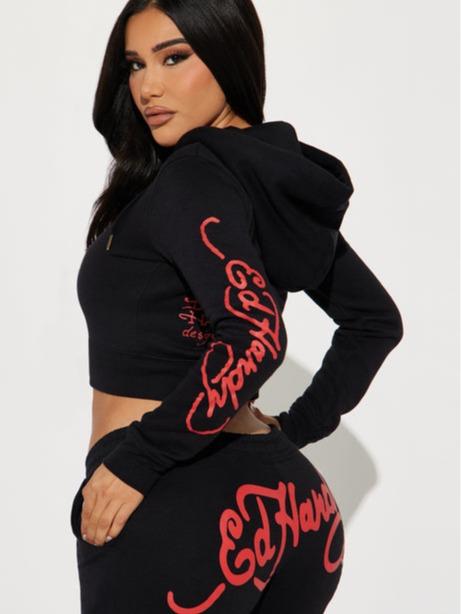 Ed Hardy NYC Zip Front Hoodie - Black