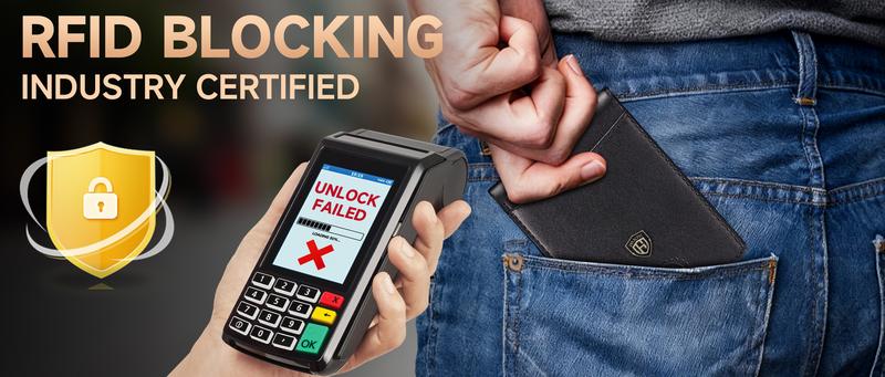 HAILTH Men's RFID Blocking Slim Bifold Leather Wallet - Top Layer Cowhide, 12 Card Slots with Concealed ID Window, 0.8'' Ultra-Thin Front Pocket Design, Premium Gift Box Packaging - Great for Father's Day, Daily Carry & Back to School