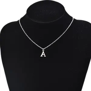 Silver Color A-Z English Alphabet Letter Pendants Necklaces for Women Metal Jewelry Simple Initial Chain Gift for Couple Fit Unisex