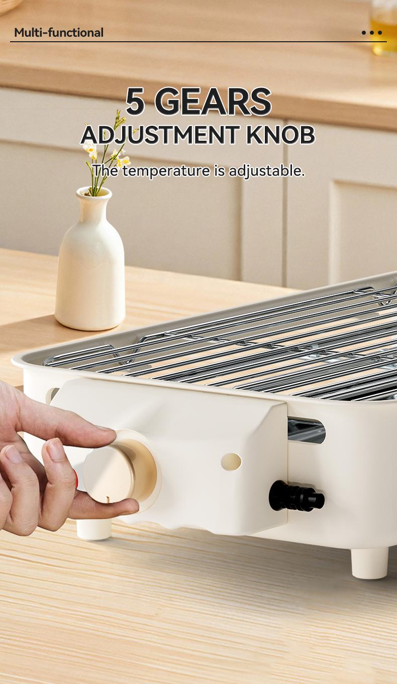 TANLOOK 1500W Electric Korean BBQ indoor Grill – Smokeless Non-Stick Grill with Removable Plates & Temp Control, Compact All-Purpose Tabletop Griddle, with Clip & Brush