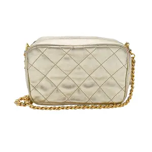 Pre-owned CHANEL Leather Mini Bags | Quilted Gold Metallic Mini Camera Bag