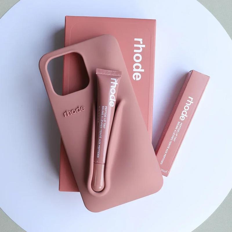 Rhode Lip Tint Silicone Phone Case + Lip Gloss  Rhode Lip for iPhone 11–17  Shockproof design, smooth lipstick application| Fashionable protective nutrients, convenient for daily use