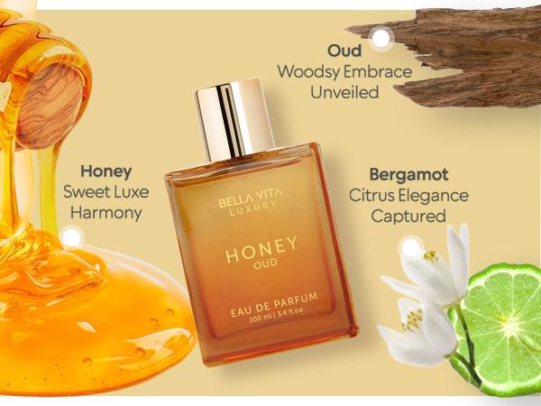 BellaVita Luxury Honey Oud & Vanilla Perfume Combo | Unisex Eau De Parfum Gift Set | Long Lasting Floral, Spicy & Musky Fragrances | 2 x 100ml | Premium, Elegant & Cruelty-Free Perfume Duo