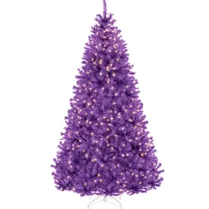 Best Choice Products Pre-Lit Artificial Christmas Tree – LED or Incandescent Lights, Metal Stand, Multiple Colors & Sizes (4.5–12ft)