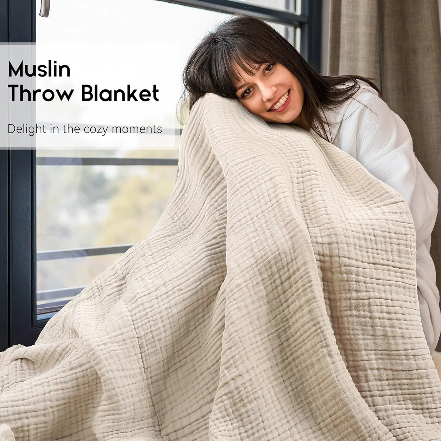 Yoofoss Muslin Blanket 100% Organic Cotton Throw Large 60" x 80" for Bed Couch Gauze Blanket for Adult-Baby Cozy and Breathable