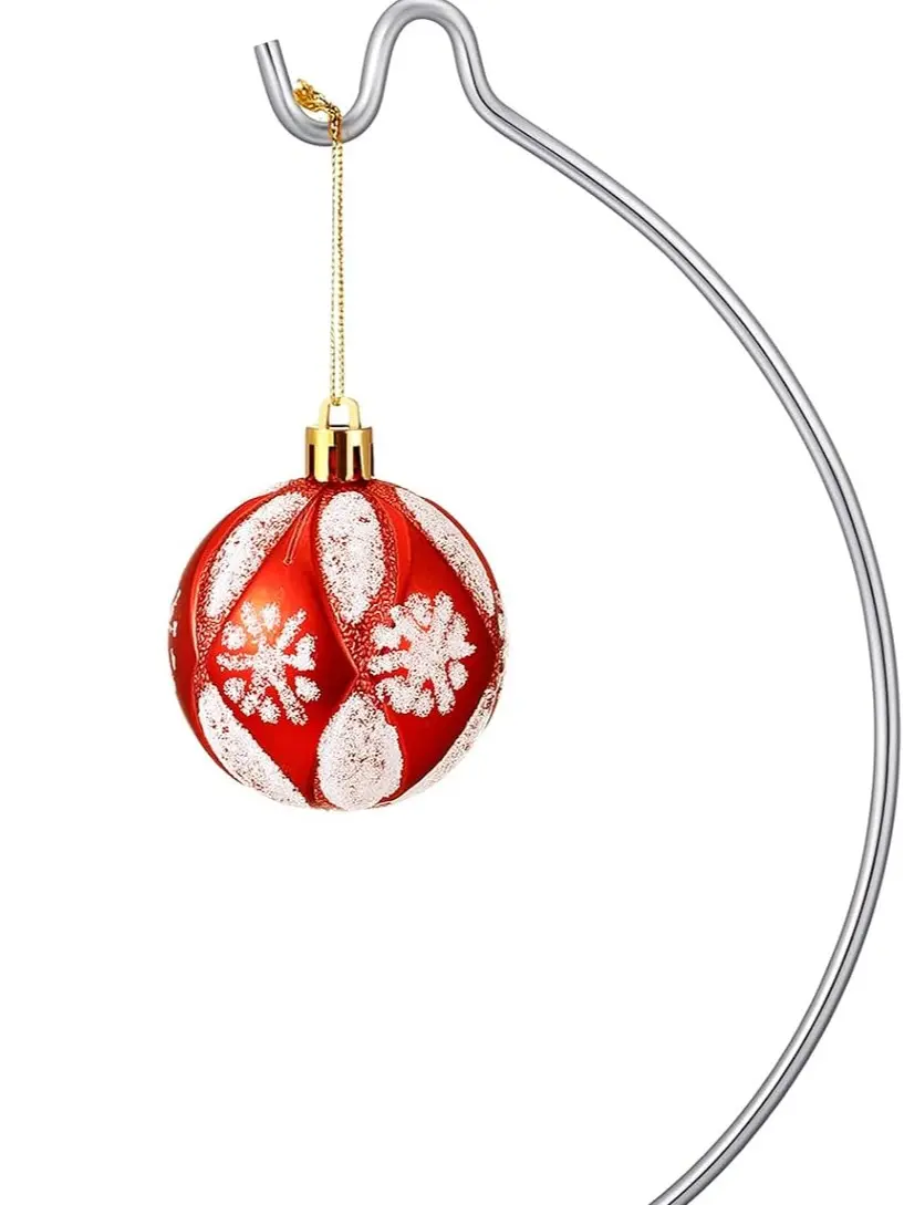 Silver Metal Ornament Display Stand Hanger - 10.43 in Height, Round Base, Decor for Christmas Home Office Room Decor, Glass Ball Air Plant Terrarium Holder, Wedding Centerpiece