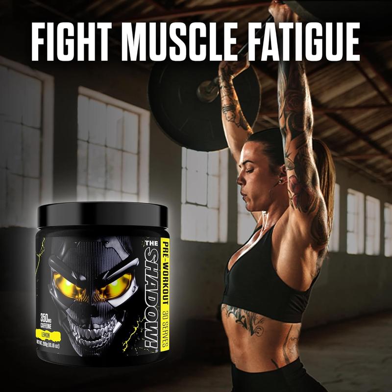 JNX SPORTS The Shadow! High Stim Preworkout | 350mg of Caffeine | Lemon 30 Servings | Electric Energy, Mental Focus & Superhuman Strength for Men & Women