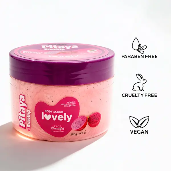 Face Beautiful Brazilian Pitaya & Rosehip Body Scrub - Creamy exfoliating formula for smoother, hydrated skin and ingrown hair prevention, ideal weekly ritual, 280 g / 9.9 oz