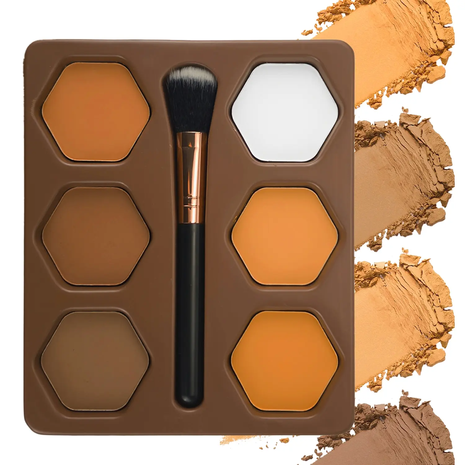 6 Color Contour Powder Palette with Brush, Contouring Palette, Facial Contouring Makeup, Skin Sculpting Palette, Long-Lasting Natural Matte Finish, Waterproof Fine Pressed Powder, Matte Powder Bronzer, Face Makeup