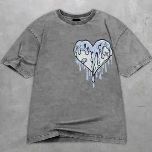 5 Wolf Grey 5s Light Graphite Washed Shirt, Color Dripping Heart, Shirts Match Sneakers