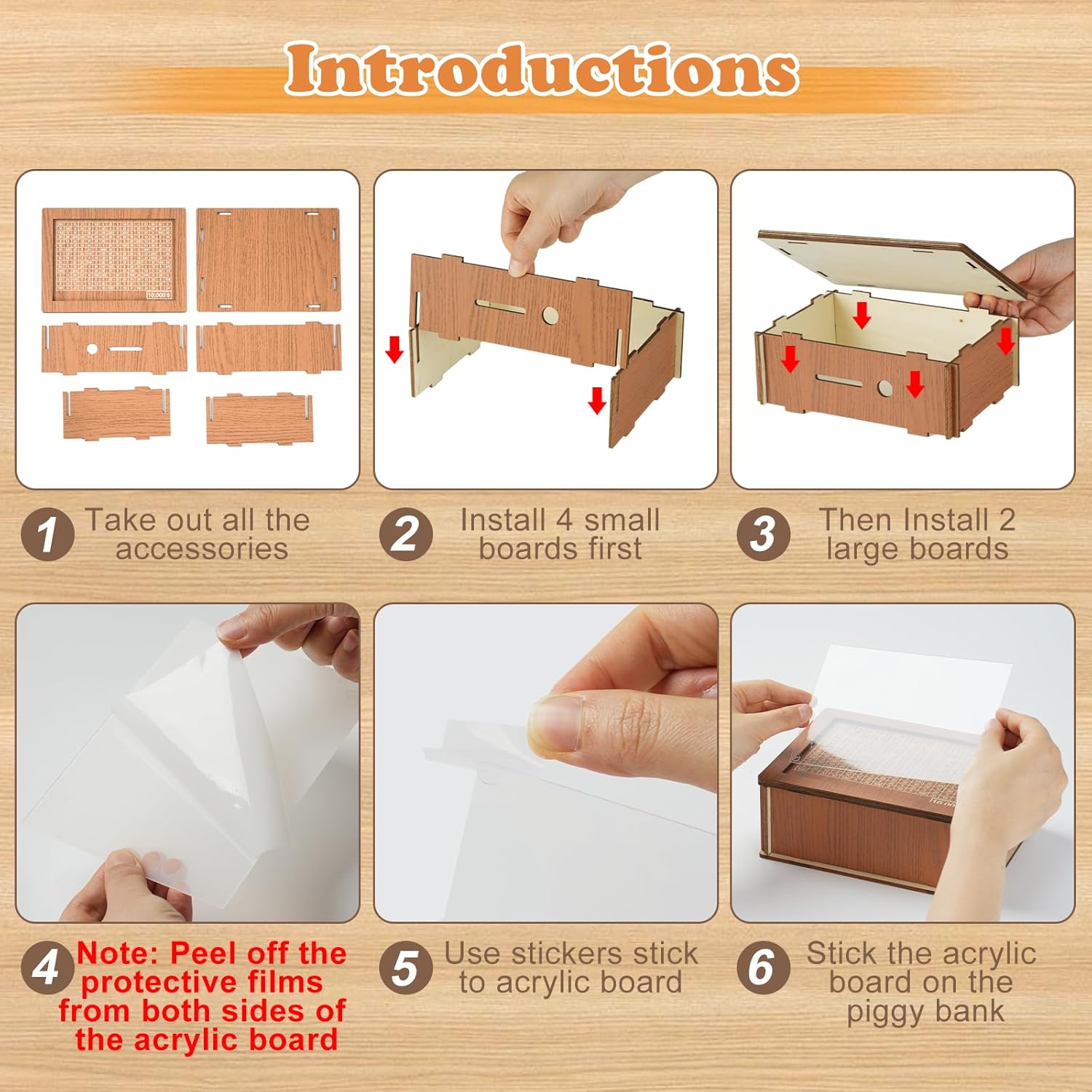 Wooden Cash Money Saving Box,Piggy Bank for Kids & Adults,10000 Savings Challenge Box,Coin Bank Toys Gift for 3-12 Year Old Boys & Girls (10000 Dollar)