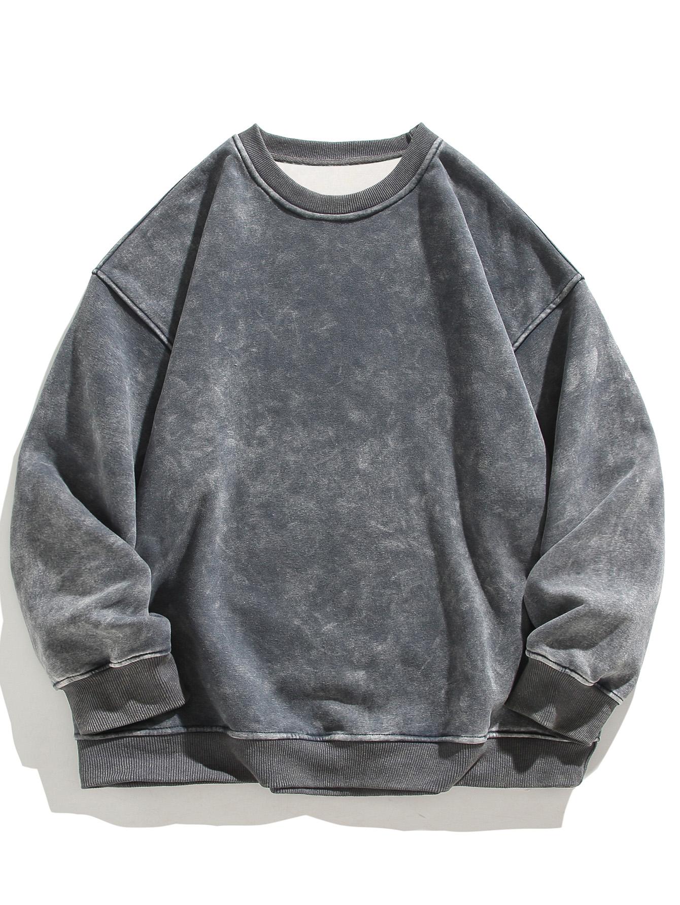 Men's Regular Fit Plain Crewneck Sweatshirt Long Sleeve Pullover Warm Comfortable Ribbed Classic Top Casual Long Sleeve for Fall Winter Menswear