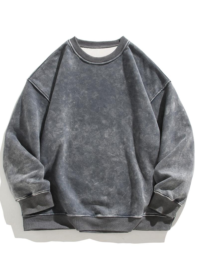 Men's Regular Fit Plain Crewneck Sweatshirt Long Sleeve Pullover Warm Comfortable Ribbed Classic Top Casual Long Sleeve for Fall Winter Menswear