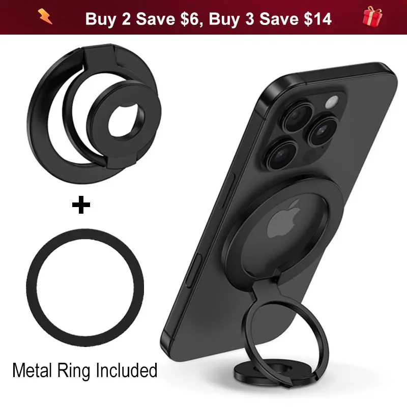 Multifunctional Dual Magnetic Phone Stand, MagSafe Phone Ring Holder Grip, Phone Holder Car, Desk Phone Stand, 360° Rotation, Foldable, Easy to Put on and Take Off, Suitable for gyms, Compatible with iPhone 16, 15, 14, 13，Samsung Galaxy