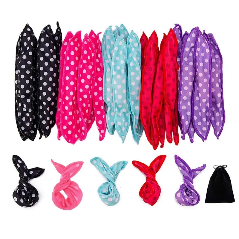 30 Pcs Heatless Curl Hair Rollers - Soft Sponge Satin Haircare Tools for Sleep Styling, Overnight No-Heat Curlers for Long & Short Hair