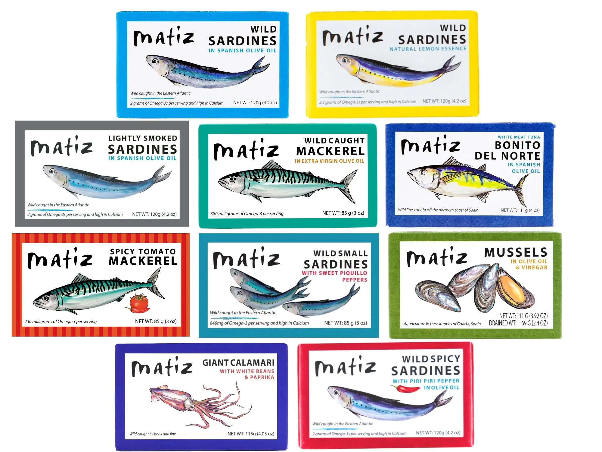 Matiz Seafood Selection Pack | 10 Varieties | Premium Canned Seafood for Gourmet Tasting Experience