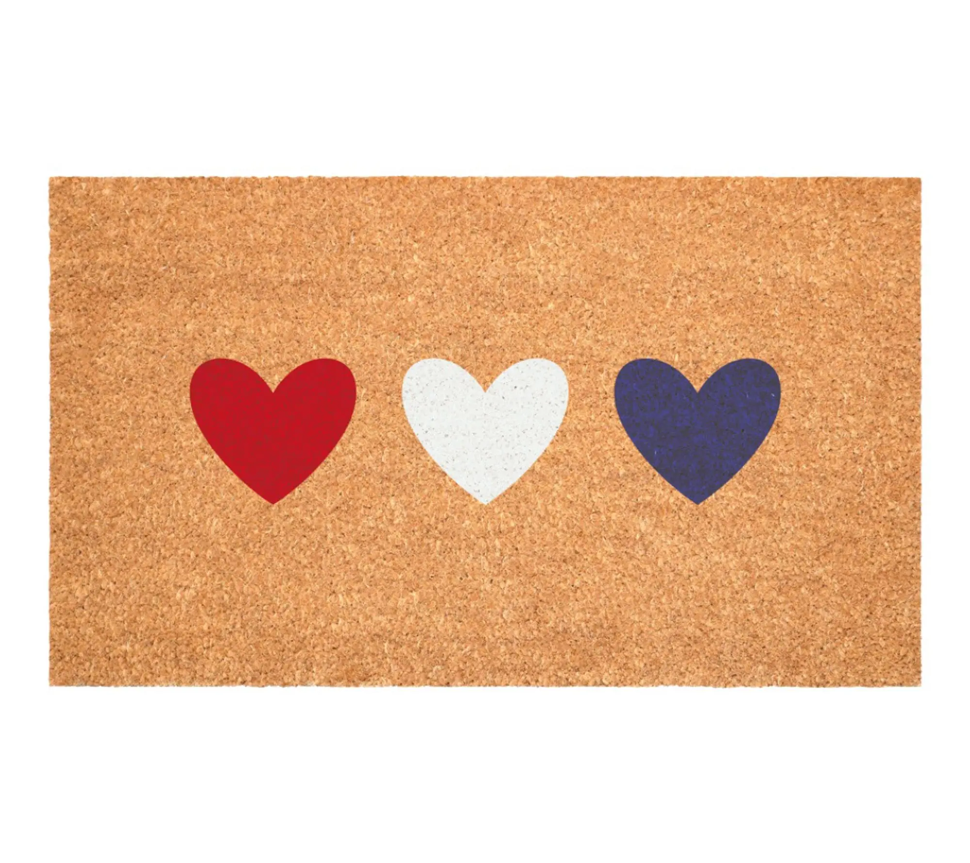 HomeRoots 24" X 36" Patriotic Hearts Outdoor Coir Door Mat HomeRoots 24" X 36" Patriotic Hearts Outdoor Coir Door Mat